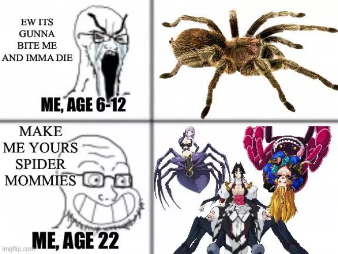 I wanna be tied to the ceiling by their webs as they stroke my hair and call me a good boy~