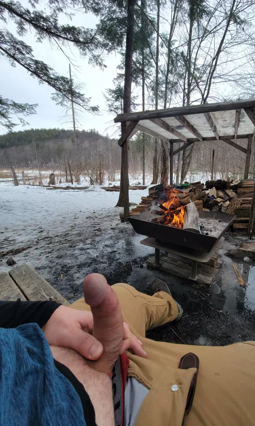 Late winter campfire, with boner