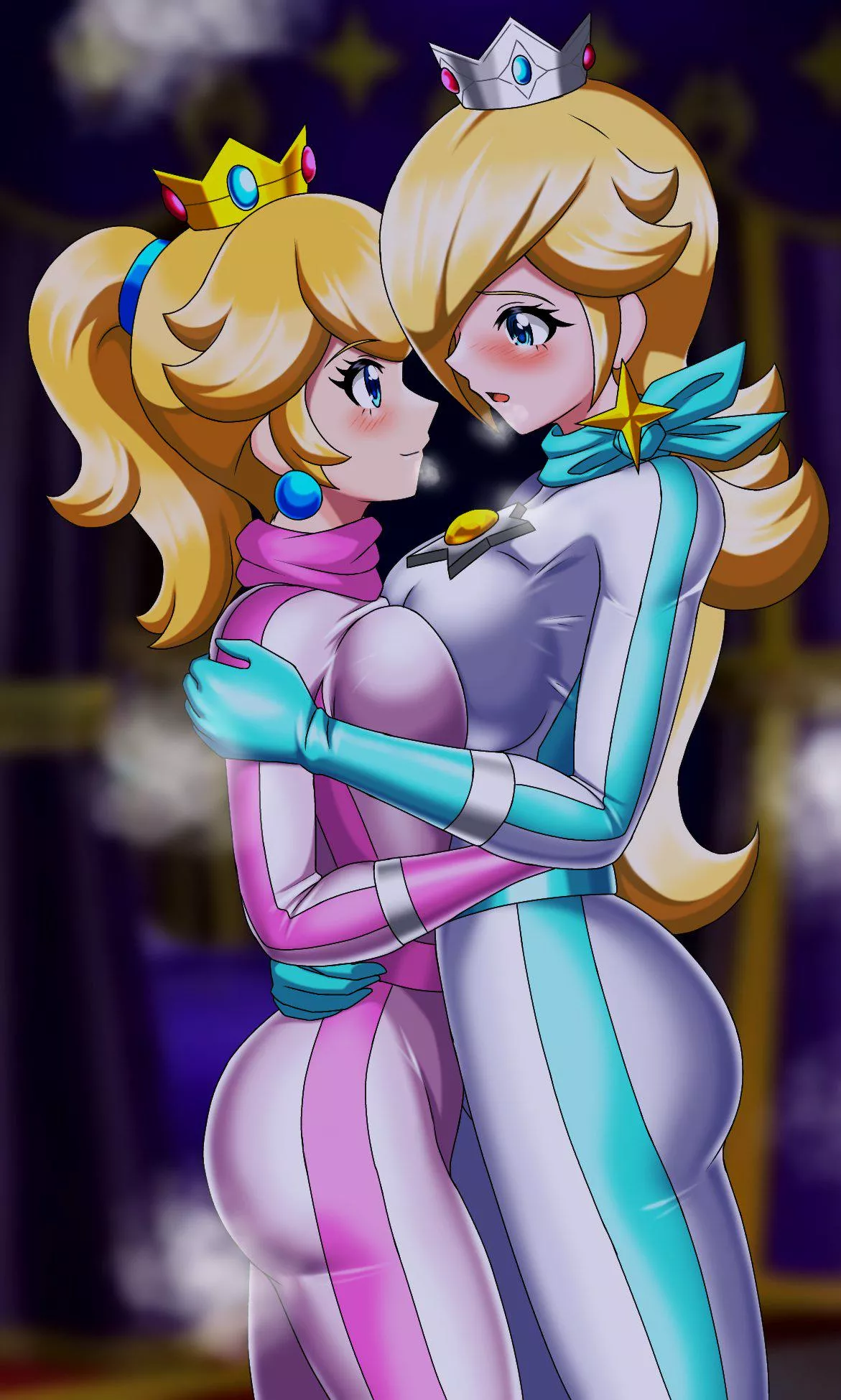 Peach & Rosalina hugging it out