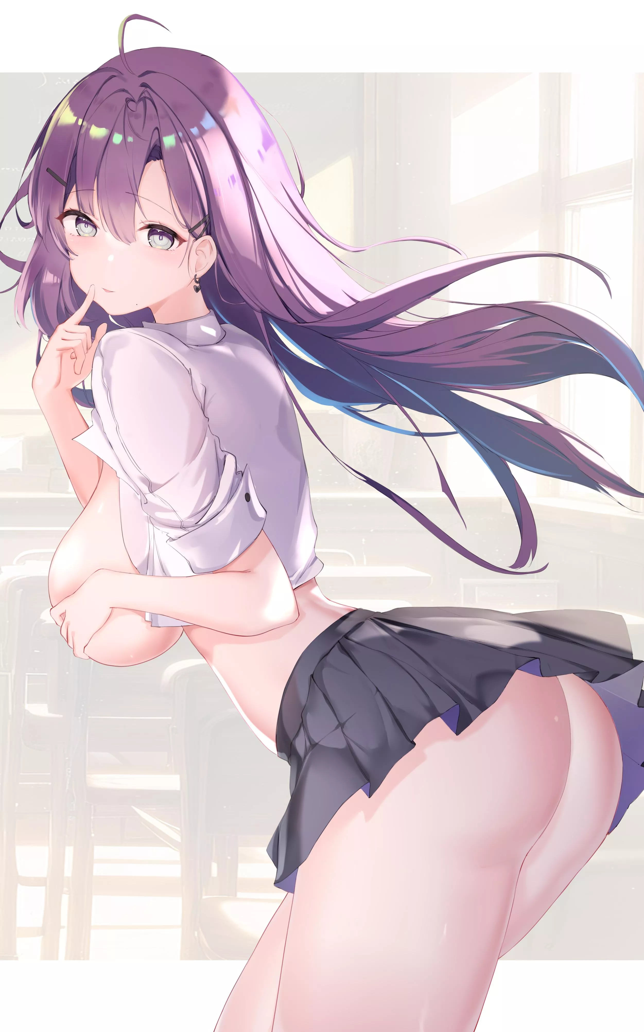 She somehow forgot her panties and bra