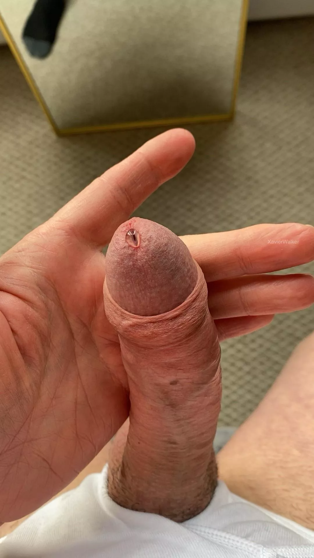 The moment the pre cum flows.