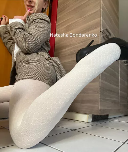 Tight white pantyhose 