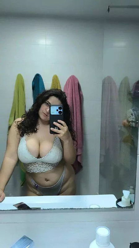 While my tits are hanging in front of your face, you can reach them with your tongue