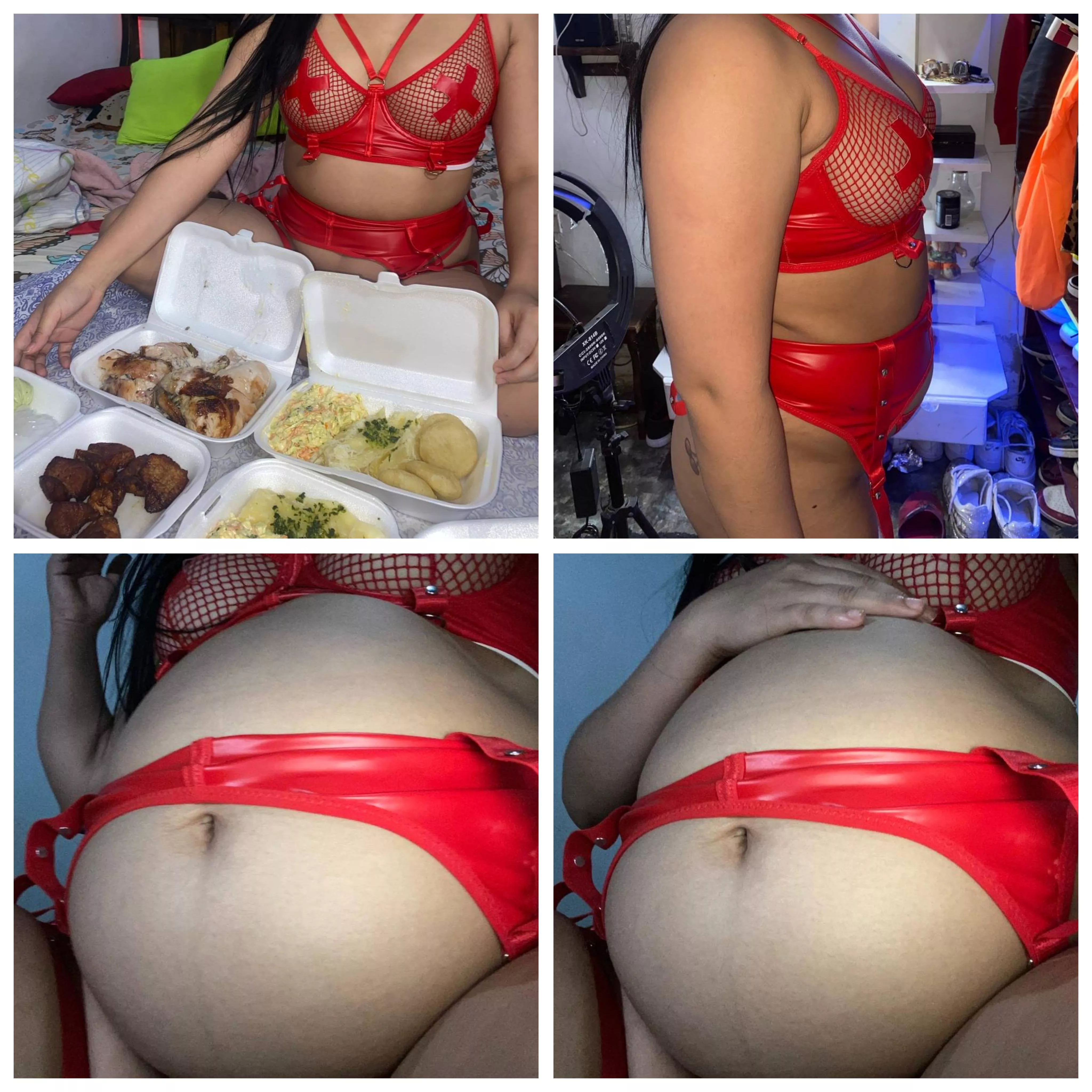 Good good friends 😊 a great big filling I love to eat a lot see this incredible before and after 😍🐷 who wants to make my belly bigger?  😍🐷