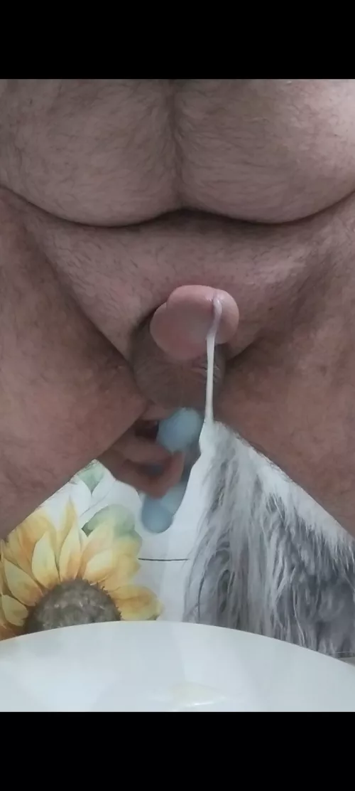 Hands free cum from my wife's double sided dildo