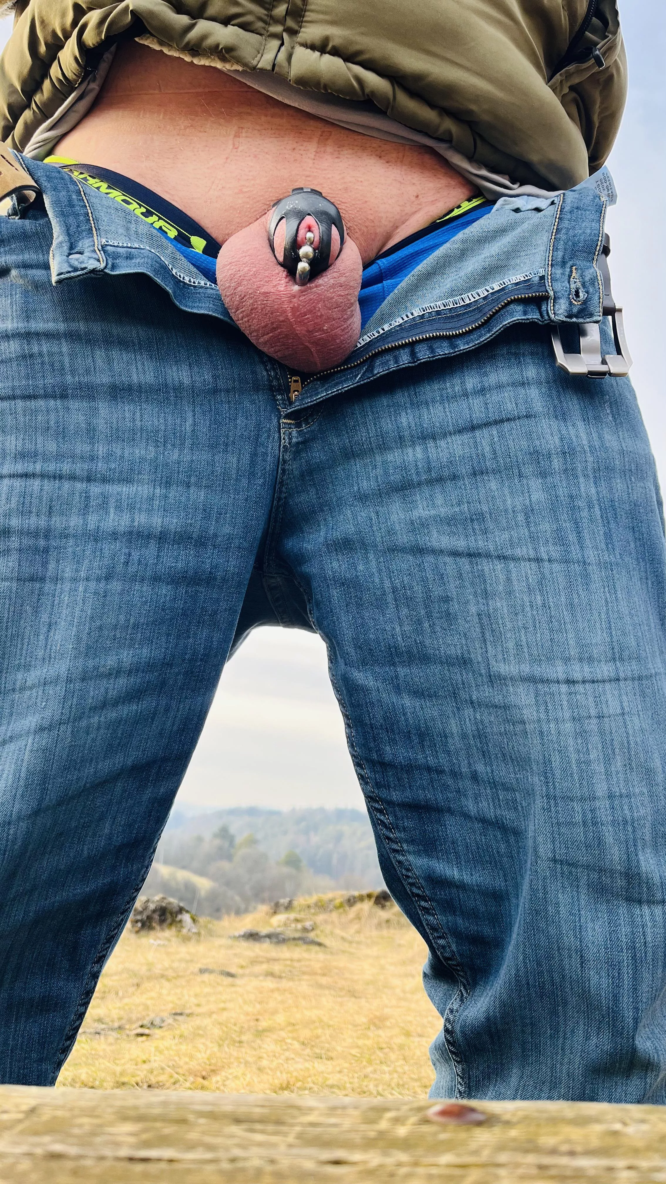 I couldn’t hold it till home. What‘d you say when you catch me taking a pee in the bushes like that?