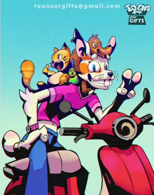 I draw your fursona interacting with your real-life pets for $40.