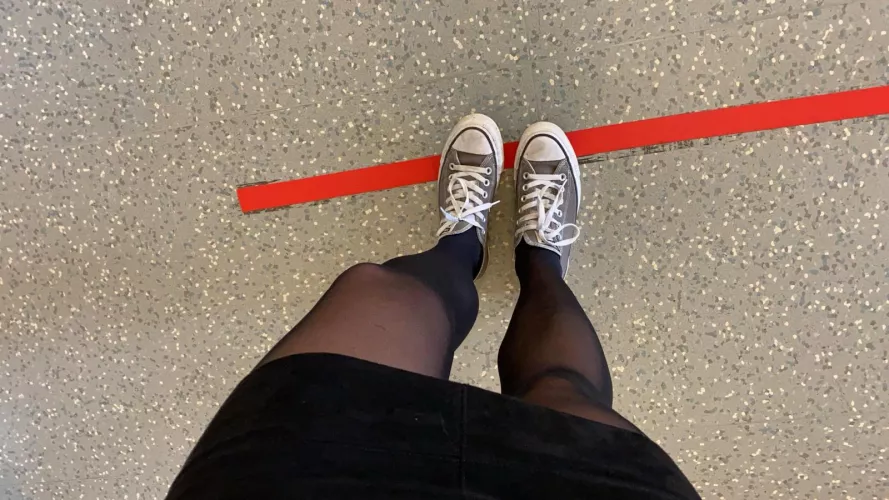 Waiting for the elevator in the office