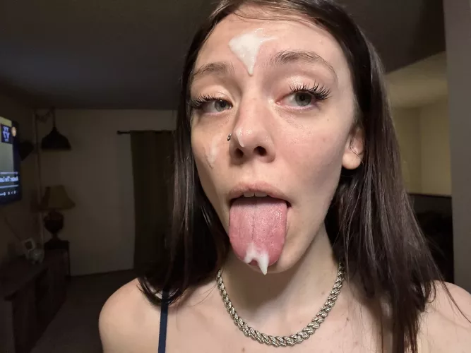 You cum anywhere in my face or mouth, you choose