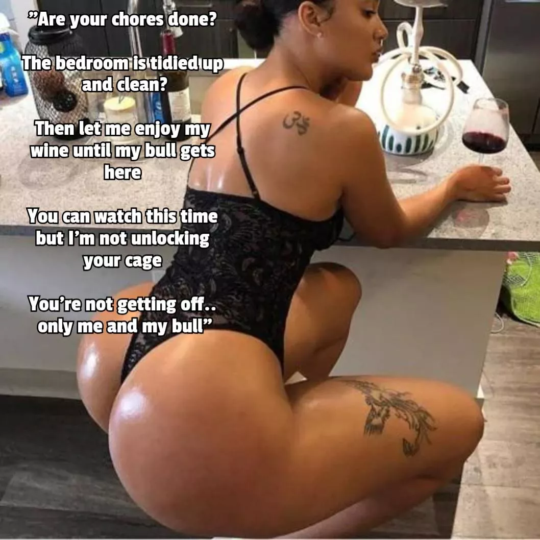 Your Mistress enjoying wine waiting for her bull to arrive