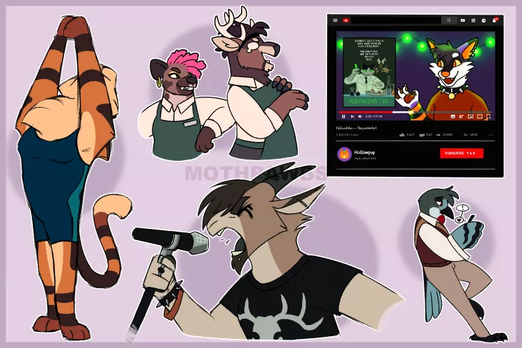 animals at work (art by me @mothpawbs)