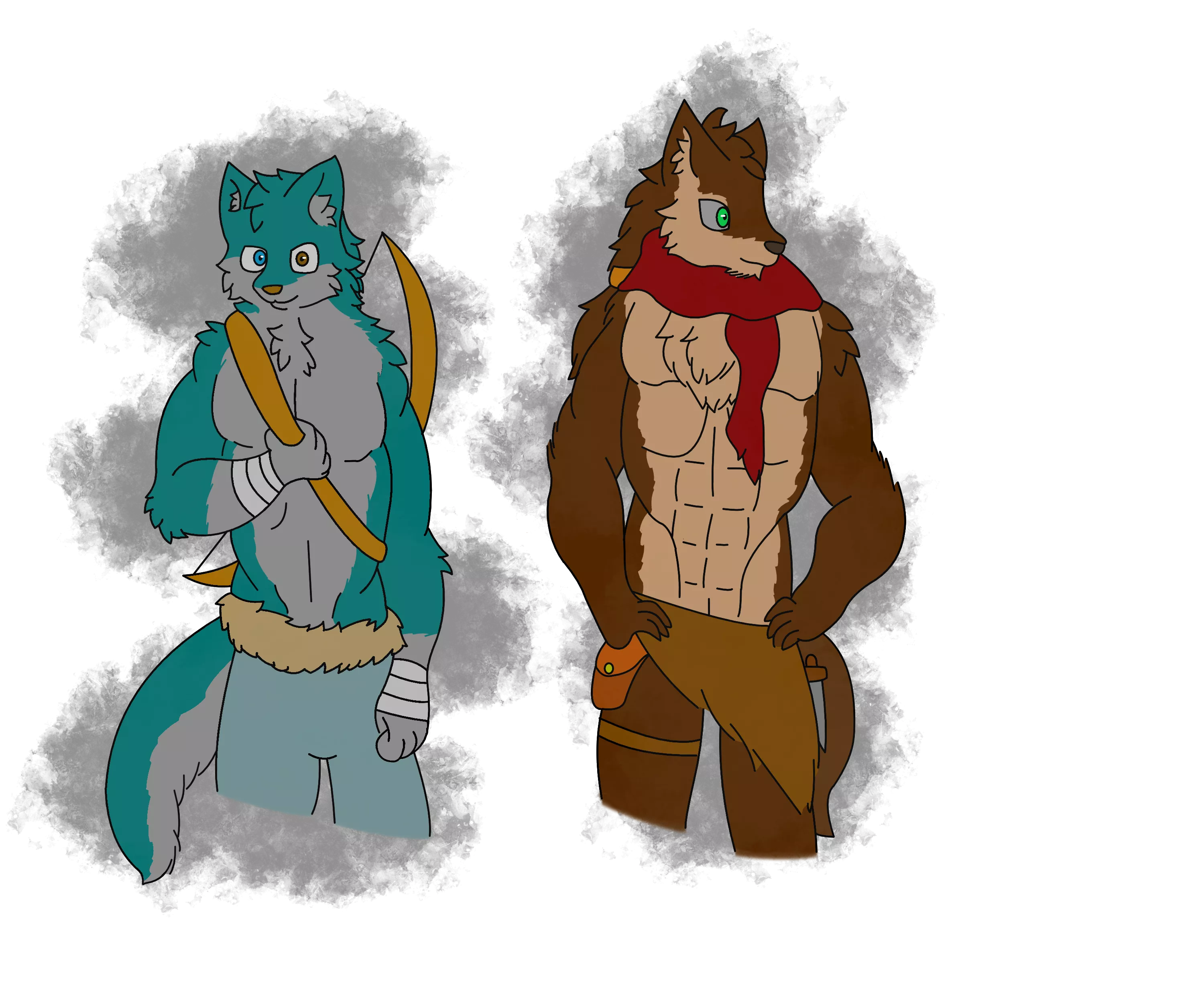 Been awhile so I decide to draw 2 ocs. Muscle is harder thrn i thought