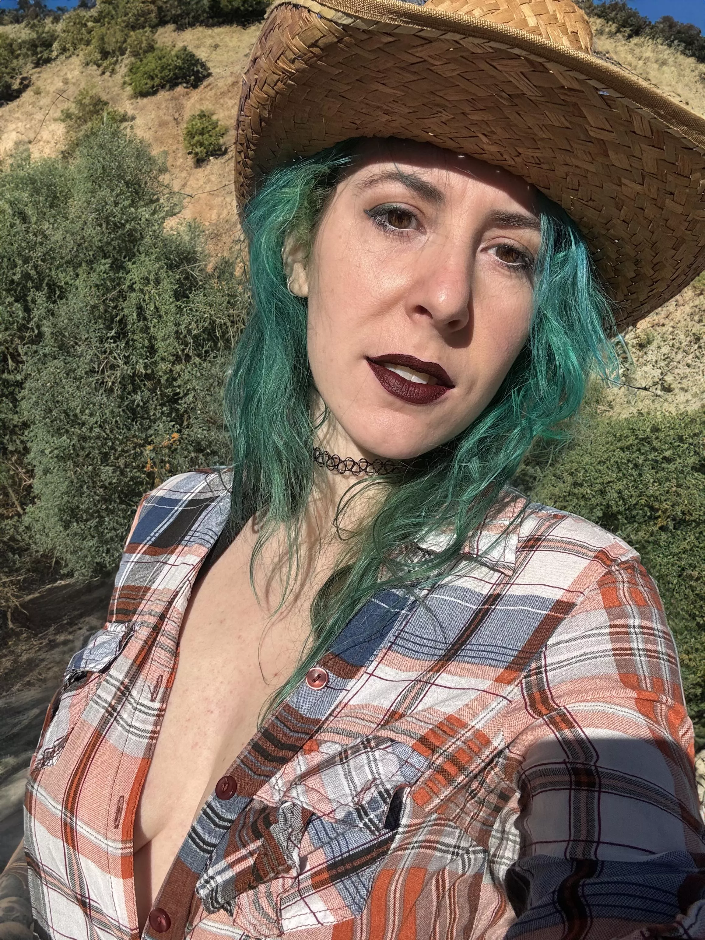 Braless cowgirl