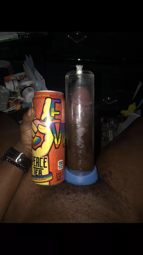 Can comparison while pumping my black cock!!!