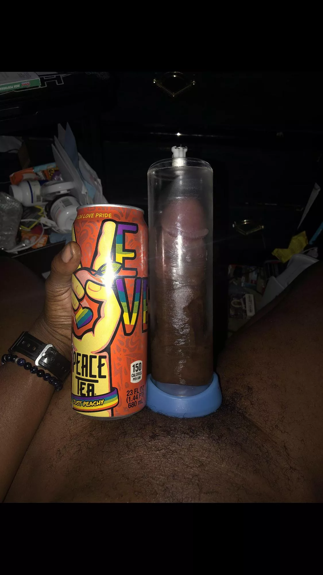 Can comparison while pumping my black cock!!!