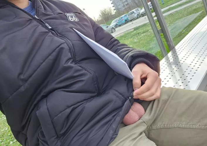 Flashing my balls at the bus station 😁