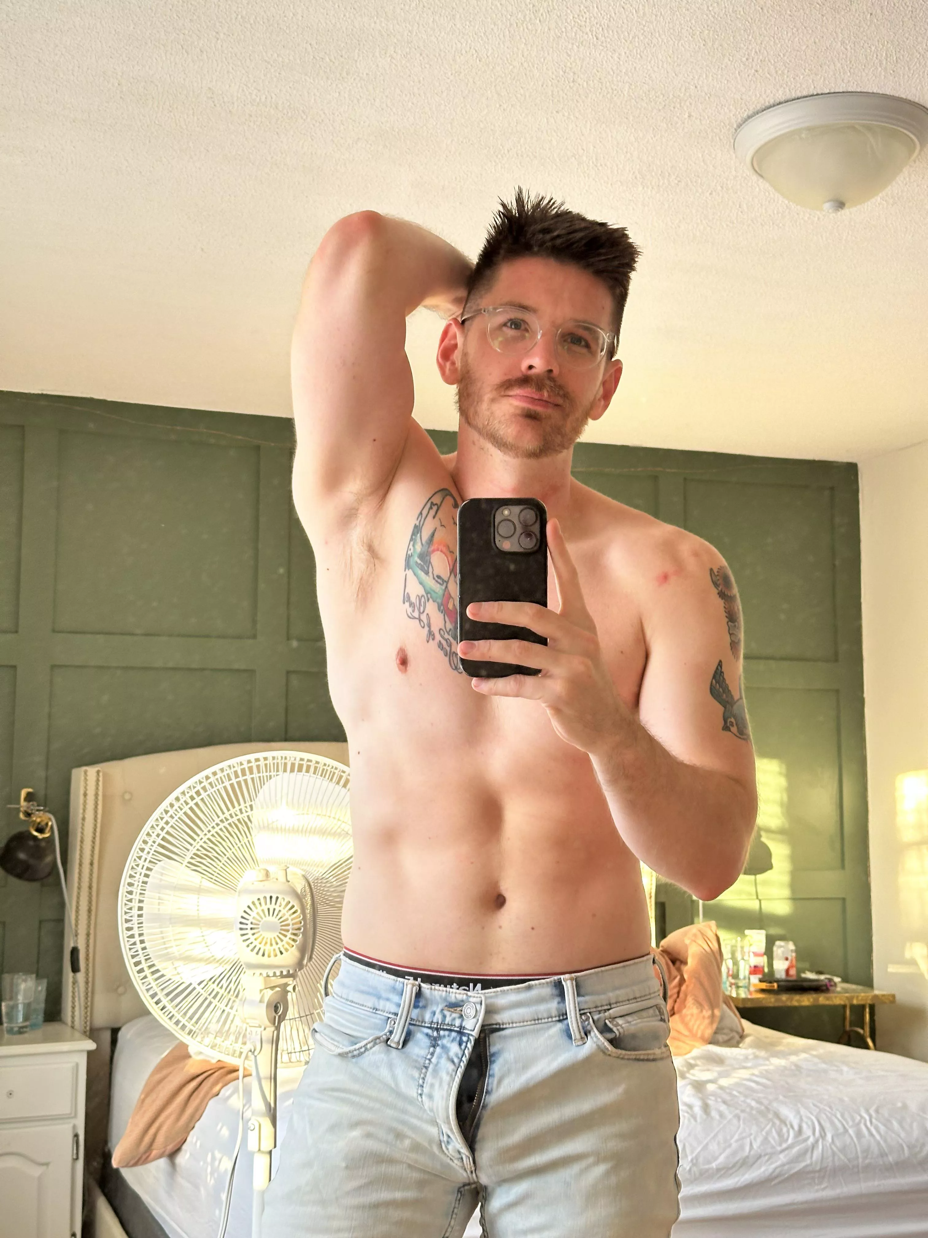 Hope you don’t mind me working topless today…