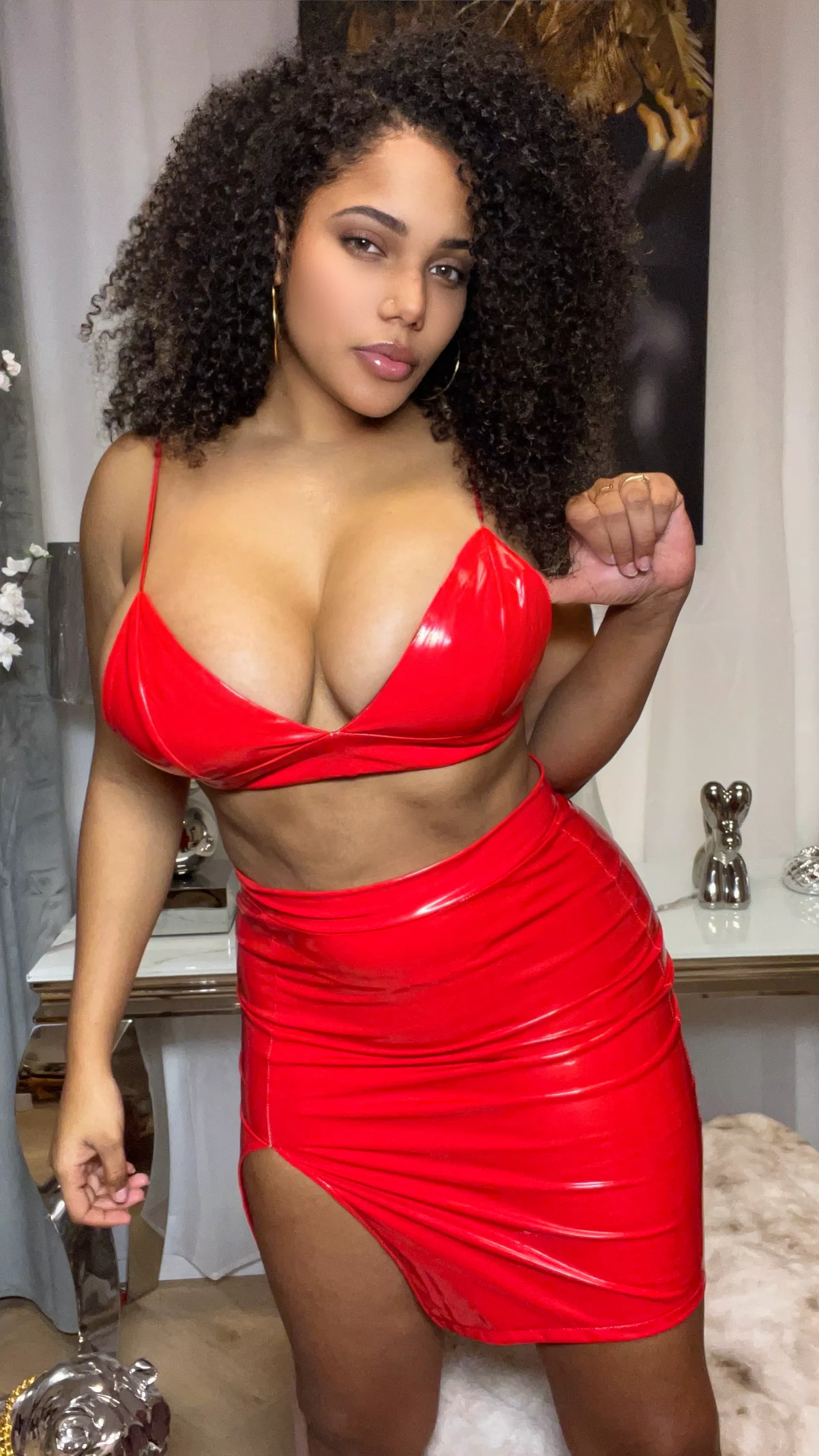 Leave a ❤️ if you love a tight red latex fit