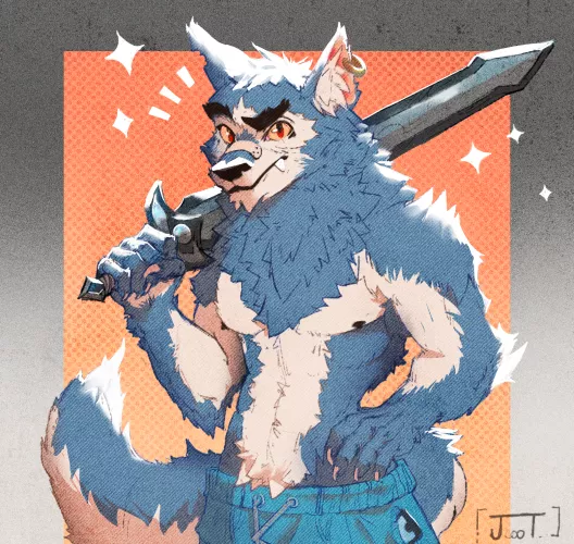 saving the world with pijamas and slipers... and a sword of course. artist twitter: @GerardSteinbock