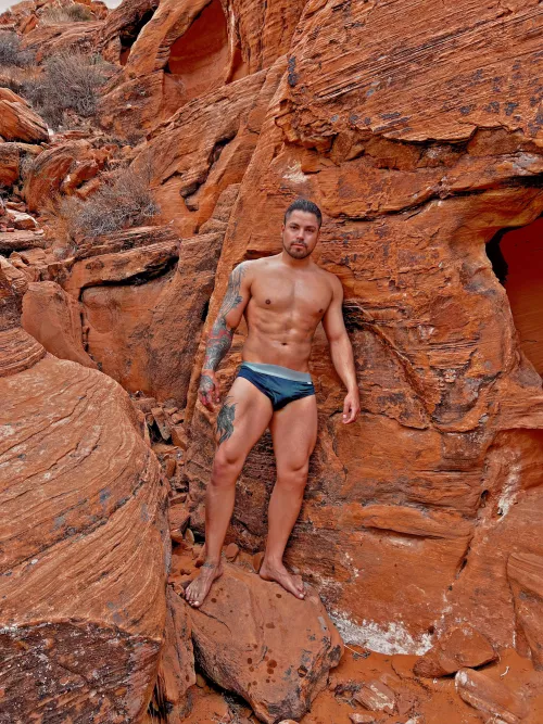 Stripped down for the hike