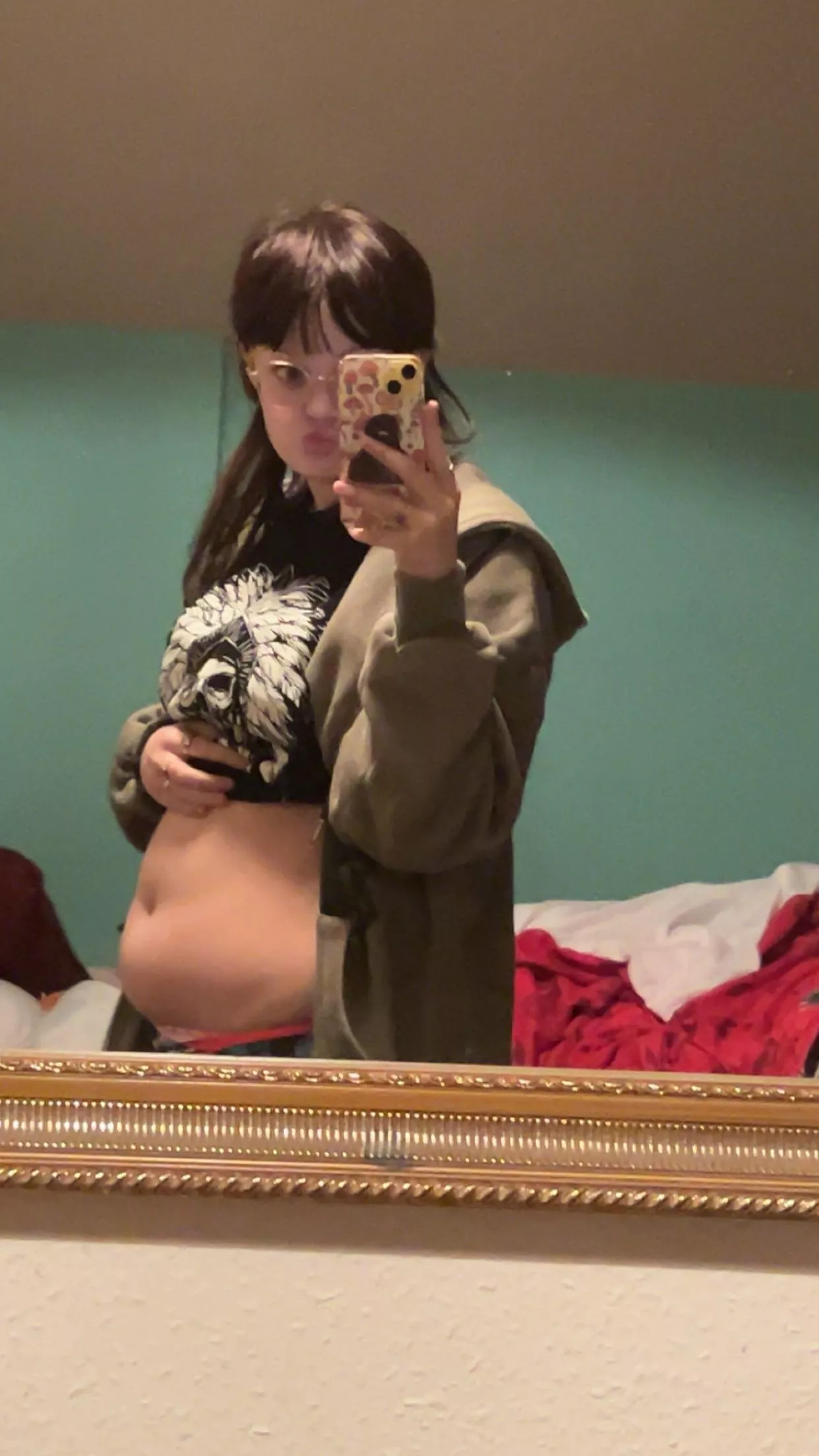 Who’s looking for a little pregnant belly huh?