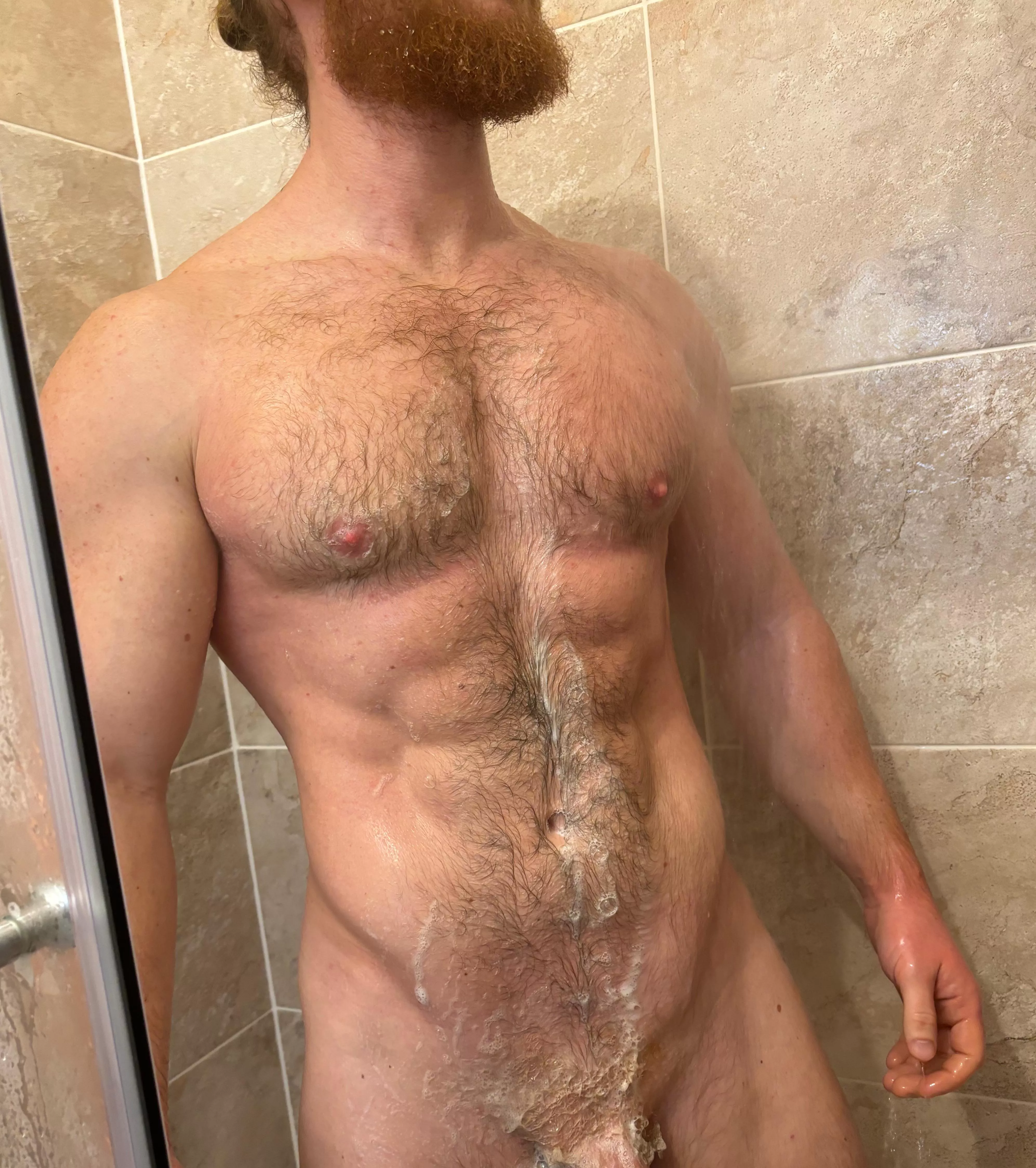 Daddy loves it when he gets a hand having a soapy shower, wanna join me?