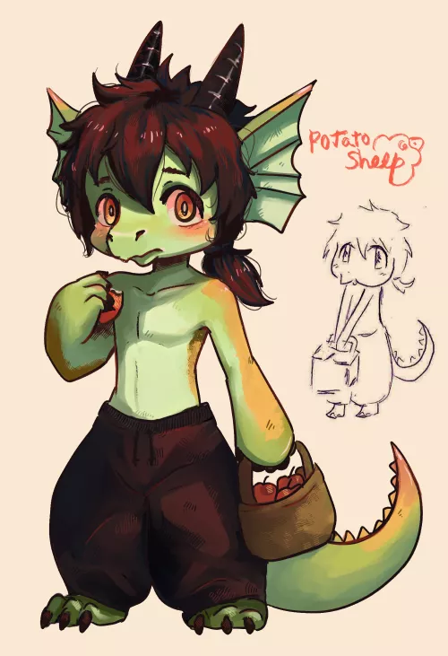 I found this old OC and decided to redraw him years later. Meet Nino, my baby dragon~🐉✨ [ART BY ME]