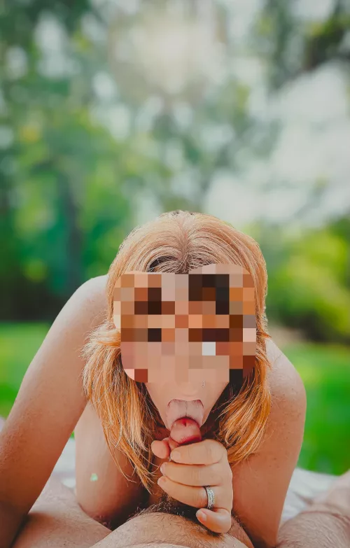 Love sucking hubbies cock in the front yard!