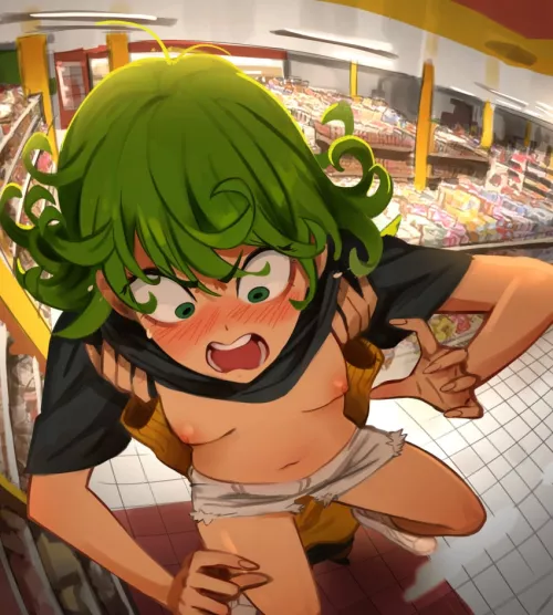 She wanted a better view of the camera, but the camera got a better view of her. [One punch man]