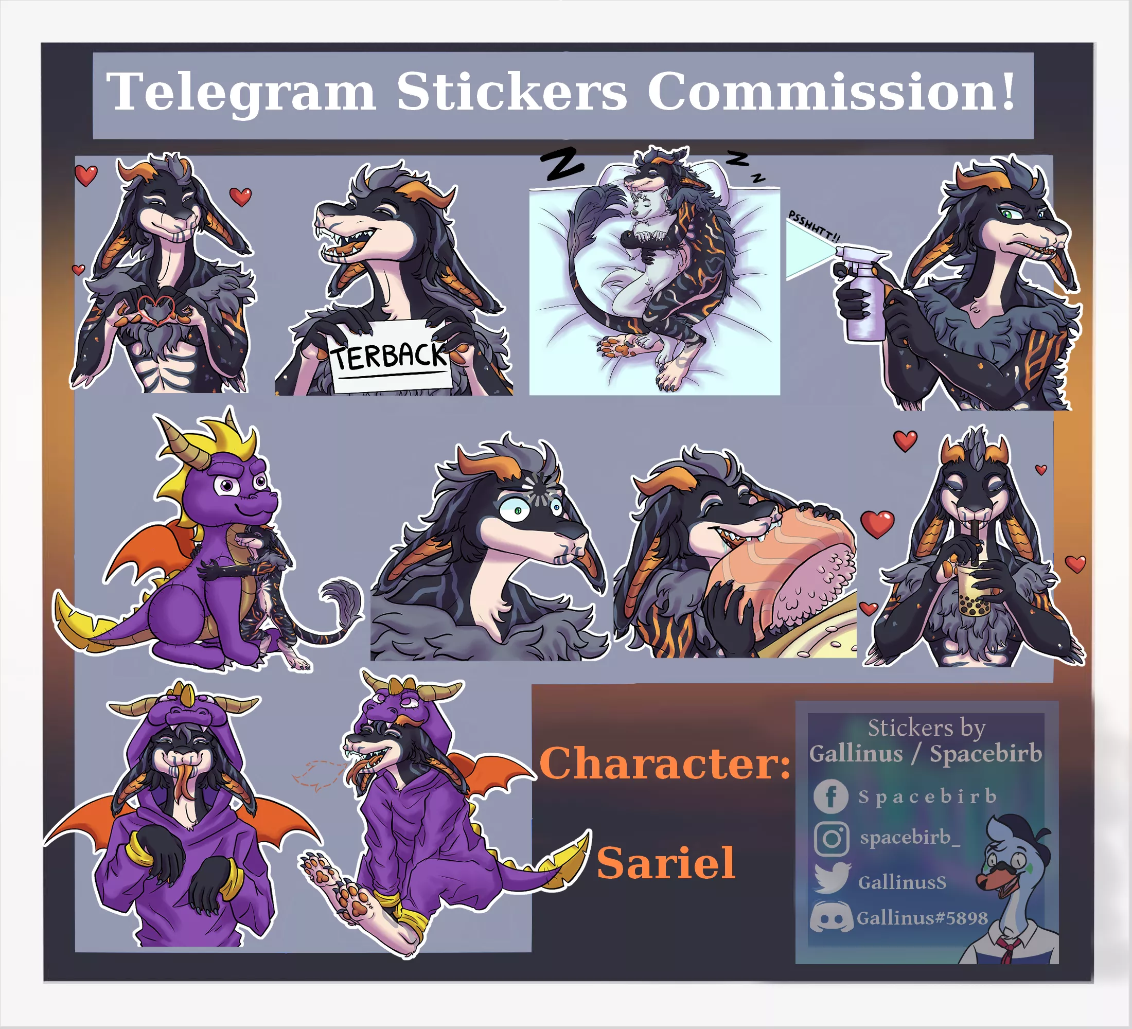 Telegram stickers - Sariel (art by me)