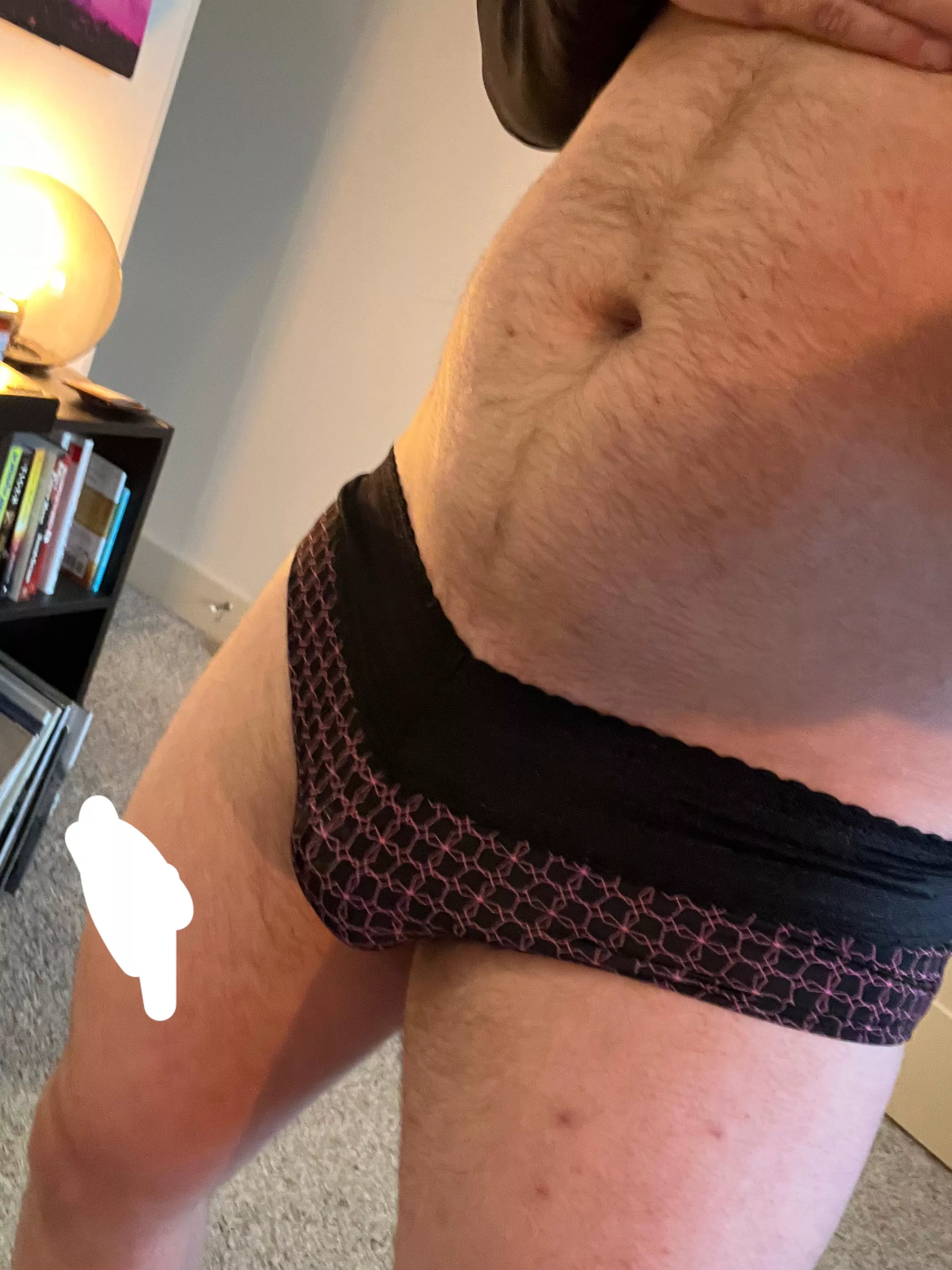 Today’s panties for working from home. Cage barely makes a bulge