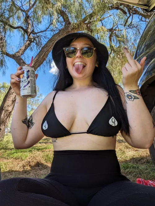 Wearing my fave bikini out on a lunch adventure 👑