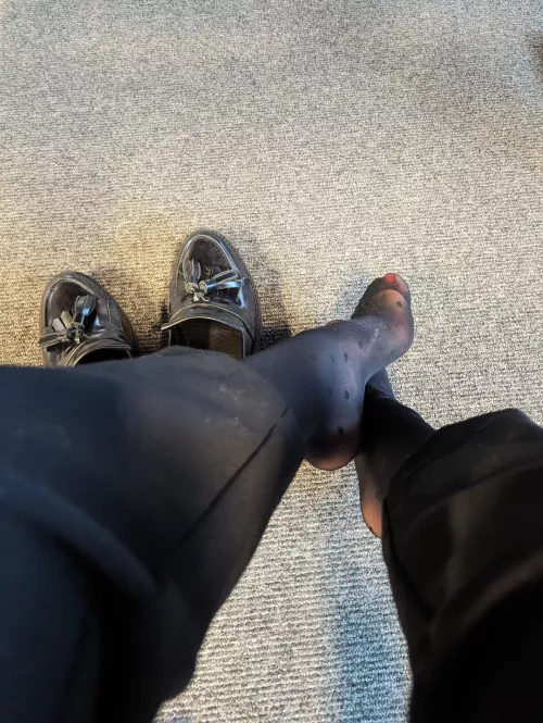 Wiggling my pantyhosed toes at the office