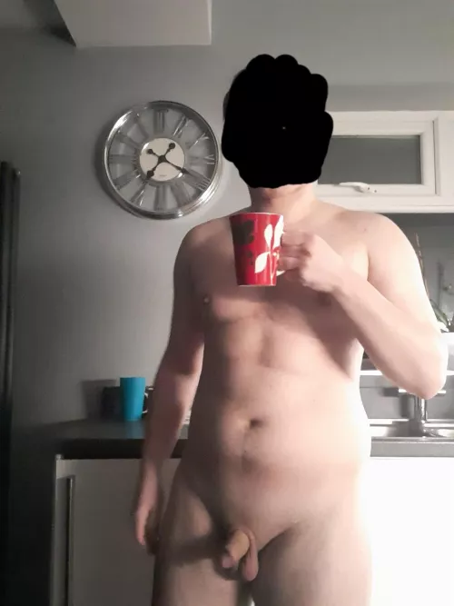 having a nice cup of coffee, the right way, after a long day.