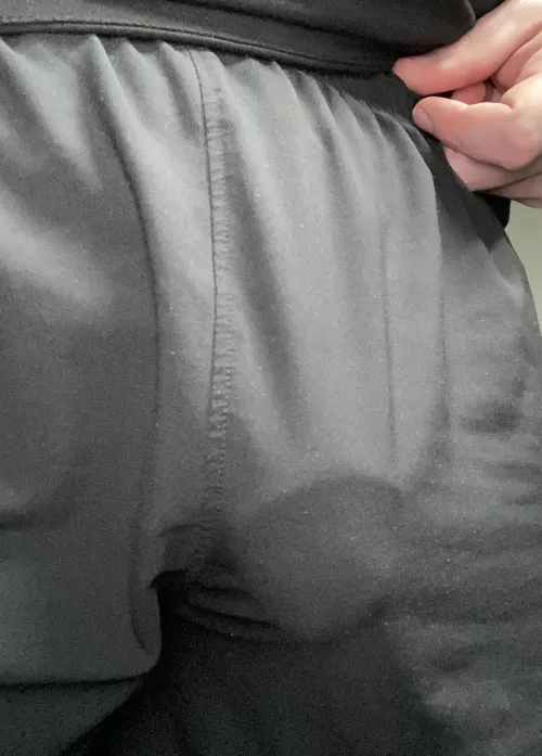 Head showing through shorts. The gentle caress of nylon on a glossy helmet is an unbeatable feeling.