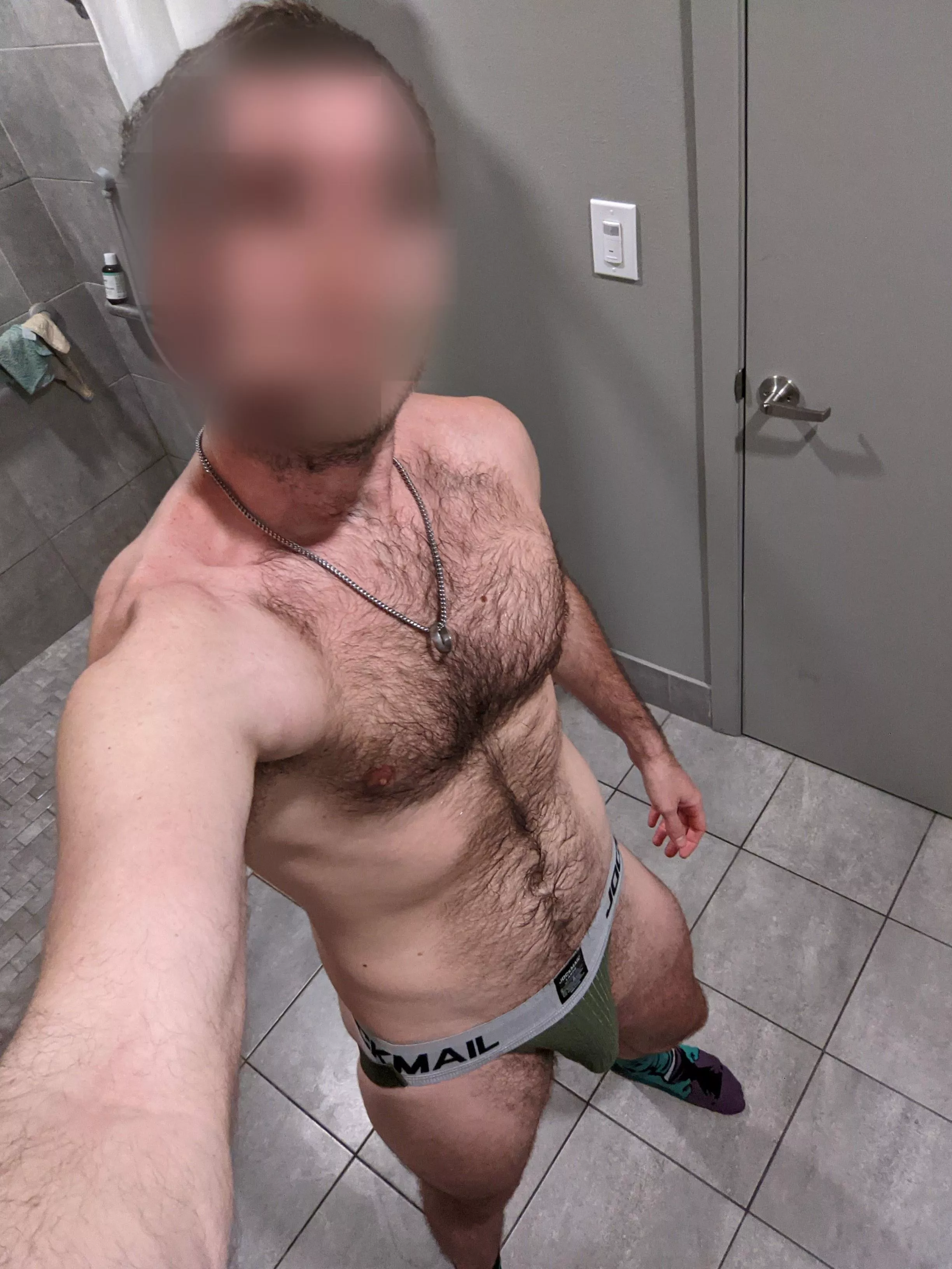 In the showers after a workout