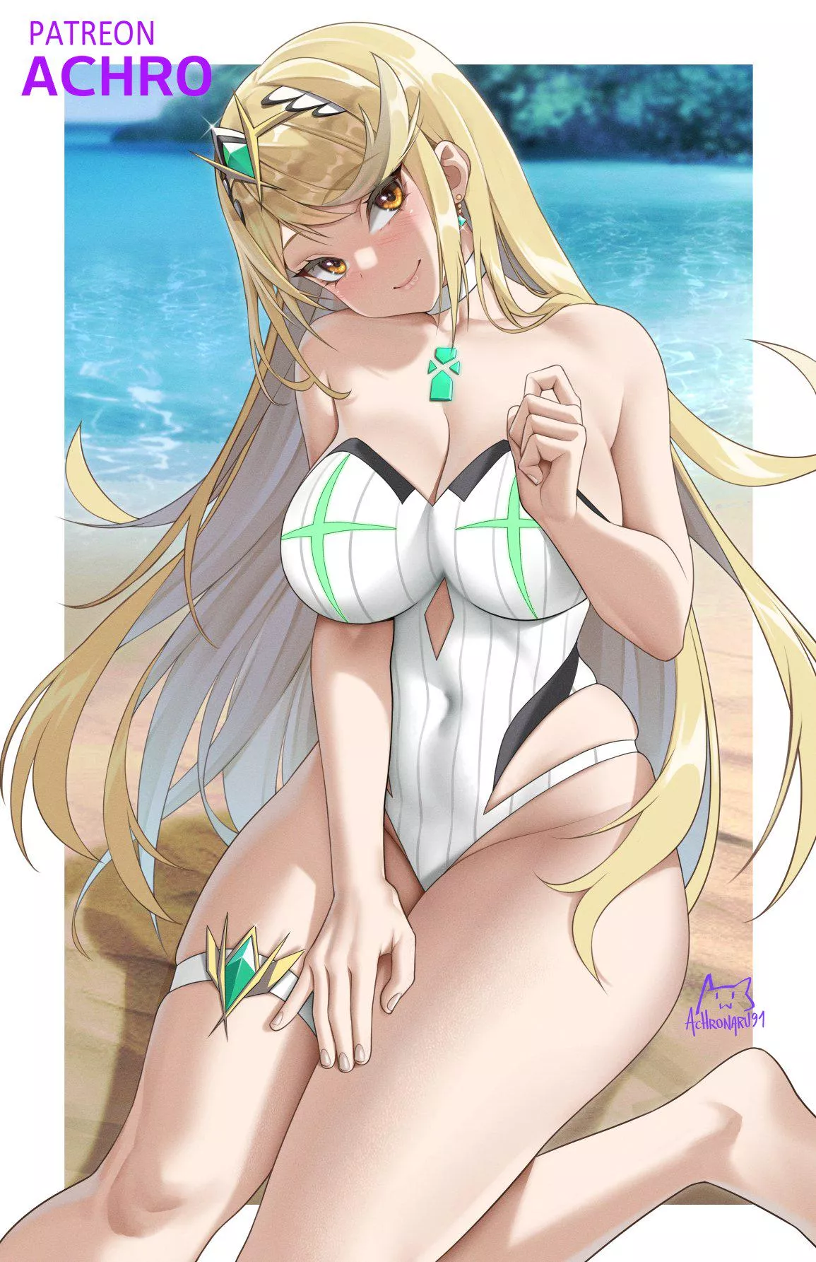 Mythra in a swimsuit