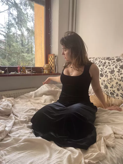 The black tight dress emphasizes my mood