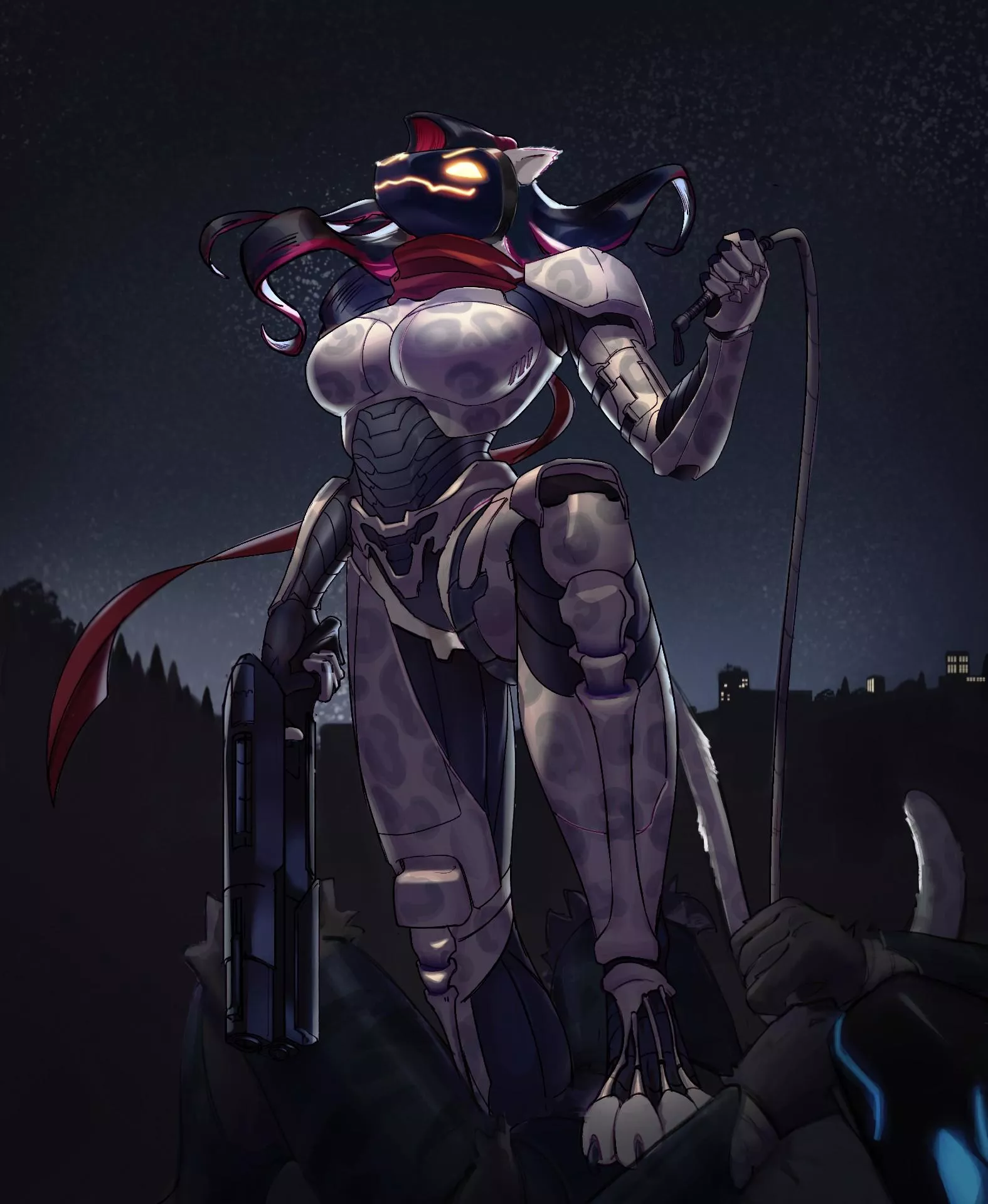 Commission of my sona, Diana, nabbing a bounty (Art by u/ErosDeLune)