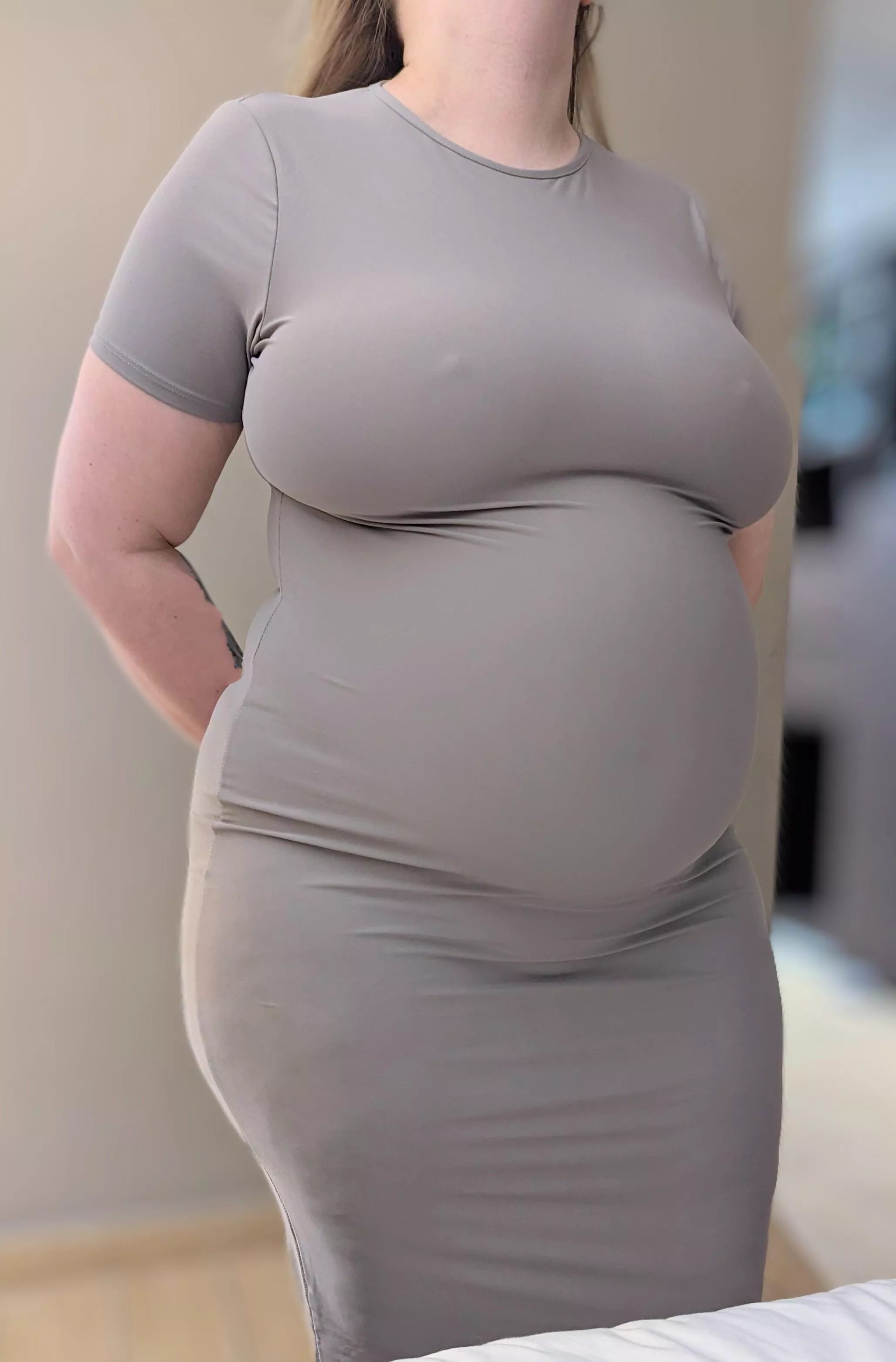 I think this dress looks best without a bra