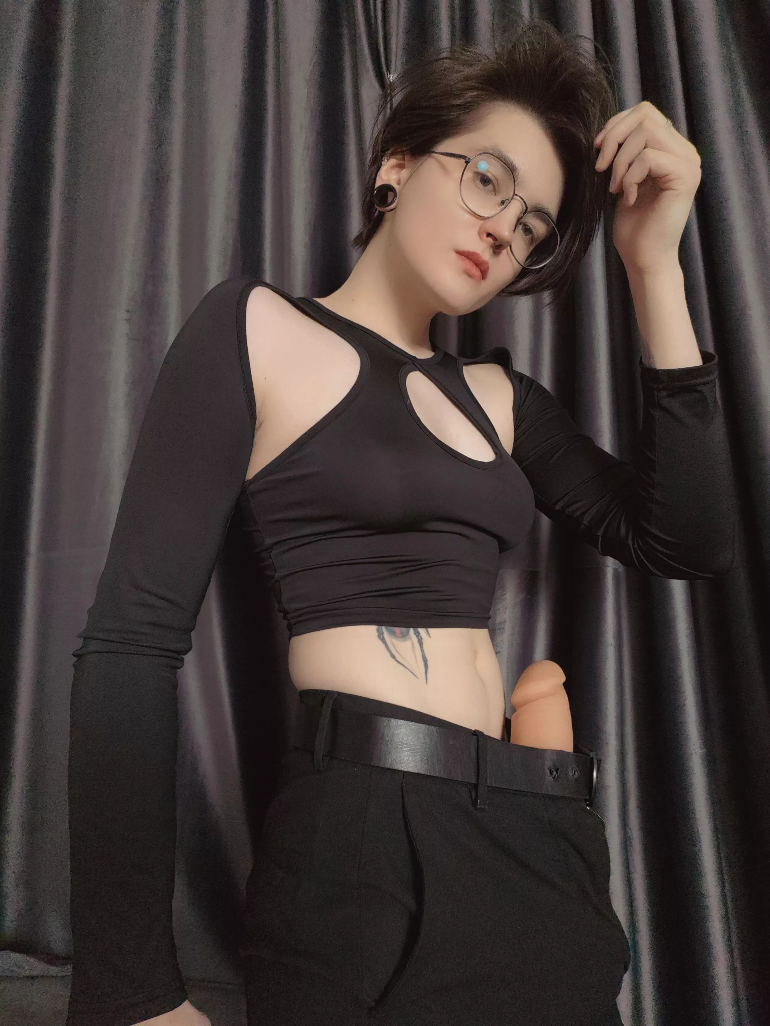 It's sticking out for you. Come closer babe