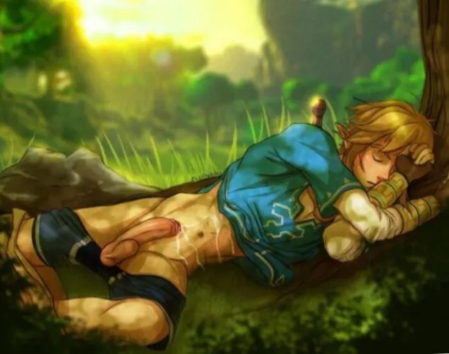 link sleeping in the forest