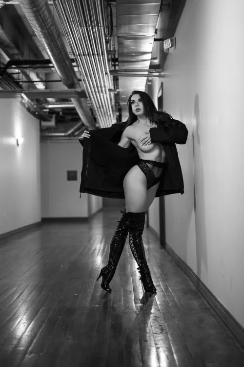 The clothes ended up on the floor. The boots stayed on.