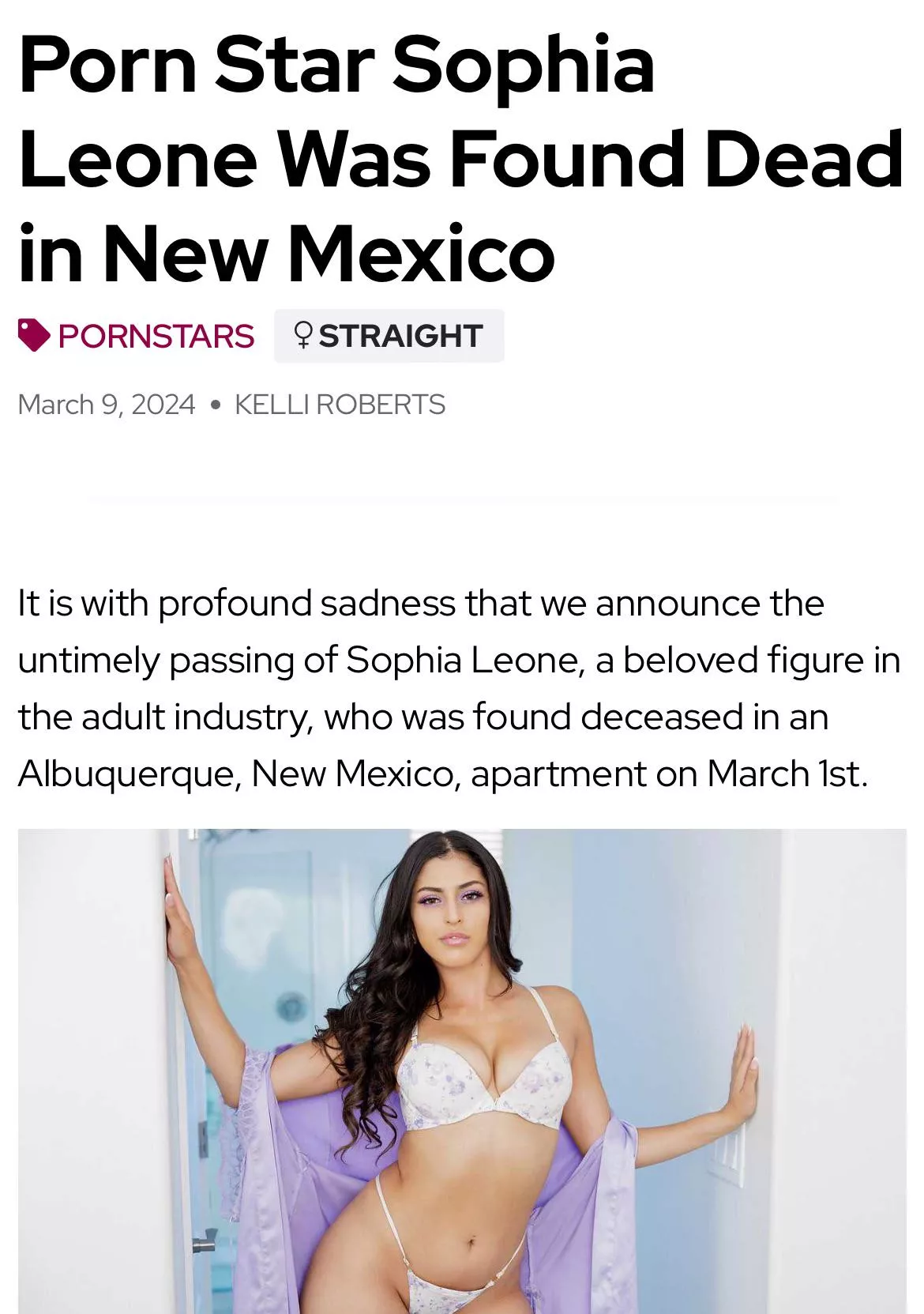 [fleshbot] Porn Star Sophia Leone Was Found Dead in New Mexico
