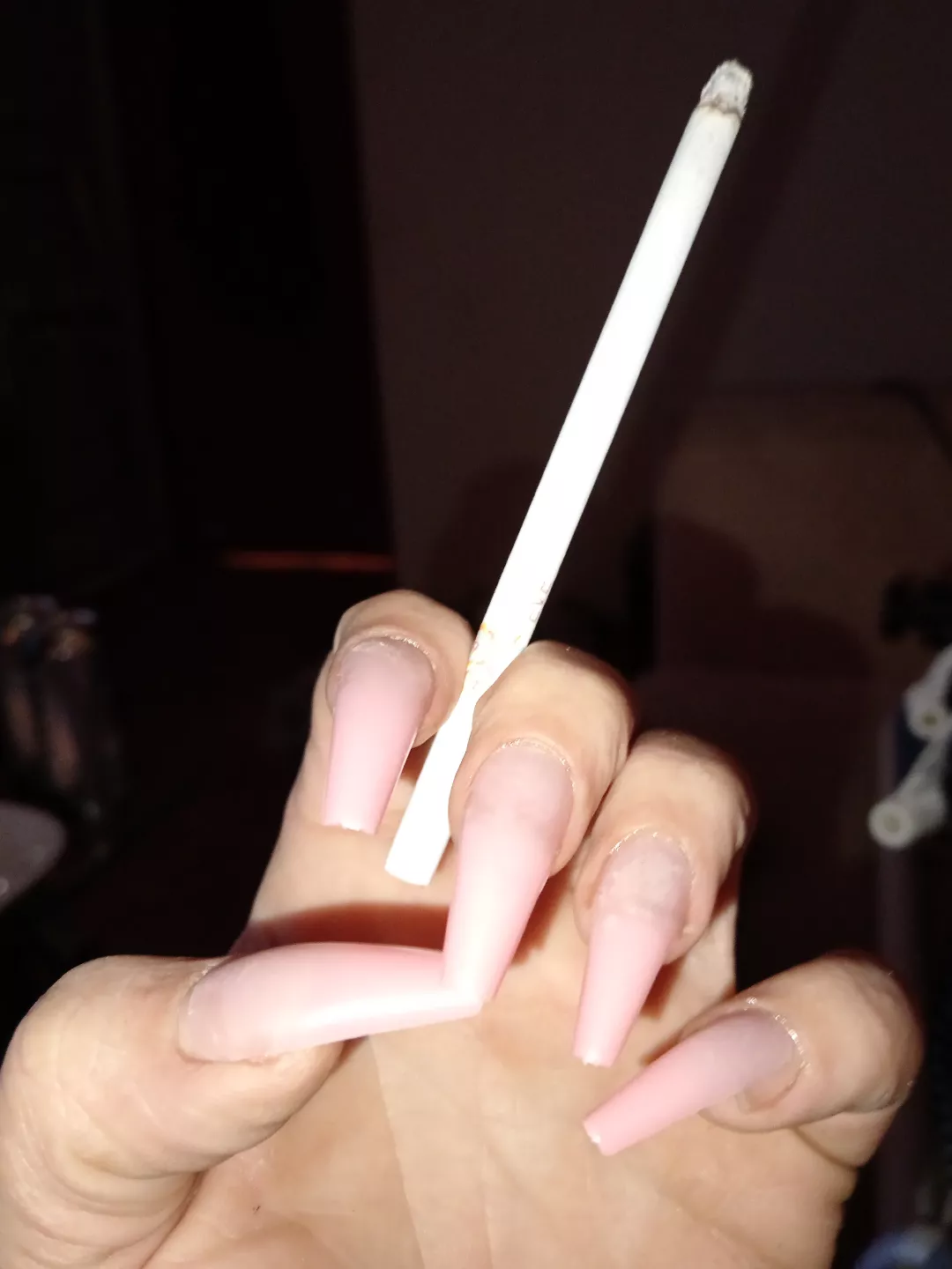 I love my first long nails 