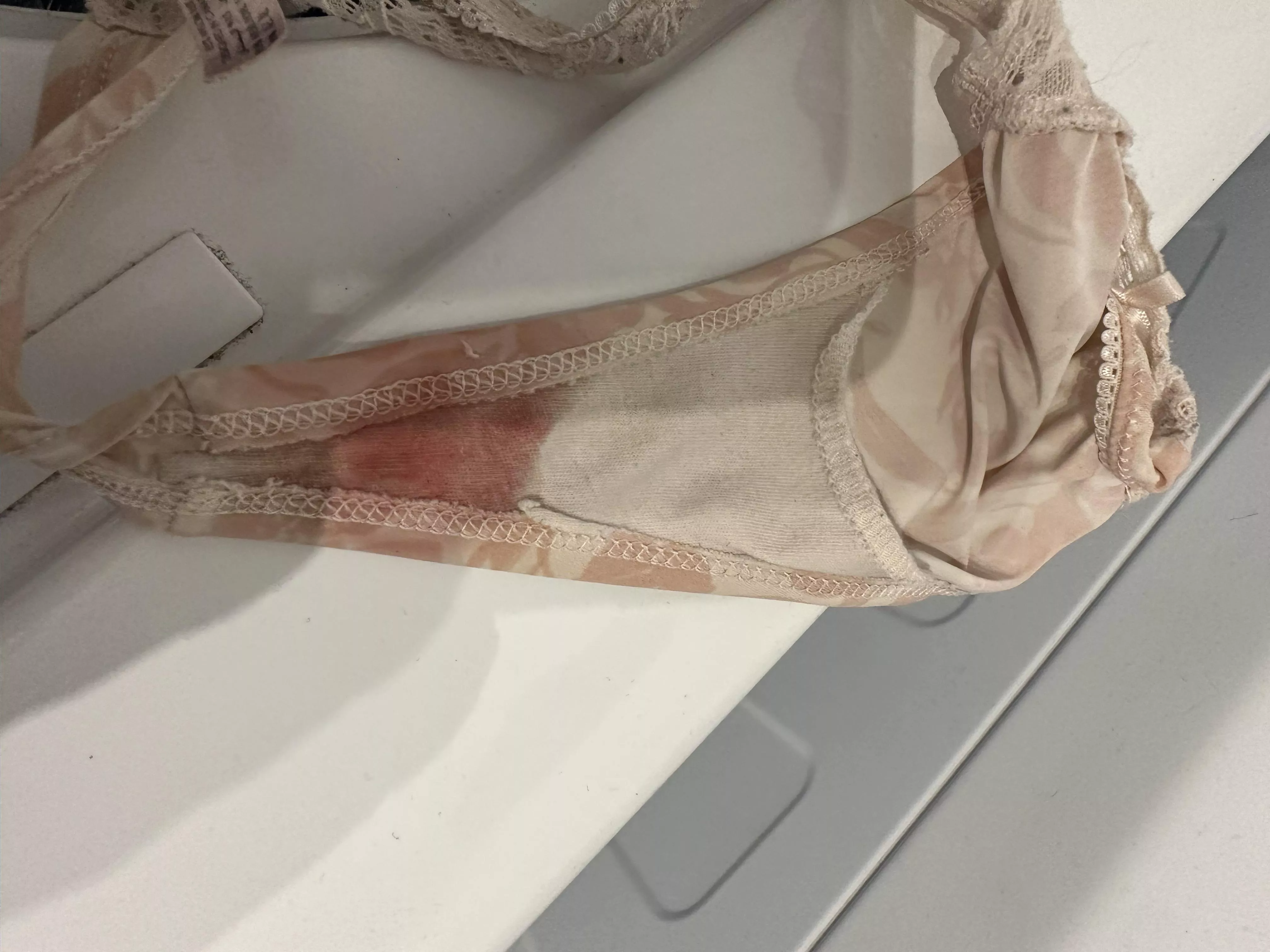 my wife comes from shopping and she just put her panties in the wash she seems very excited