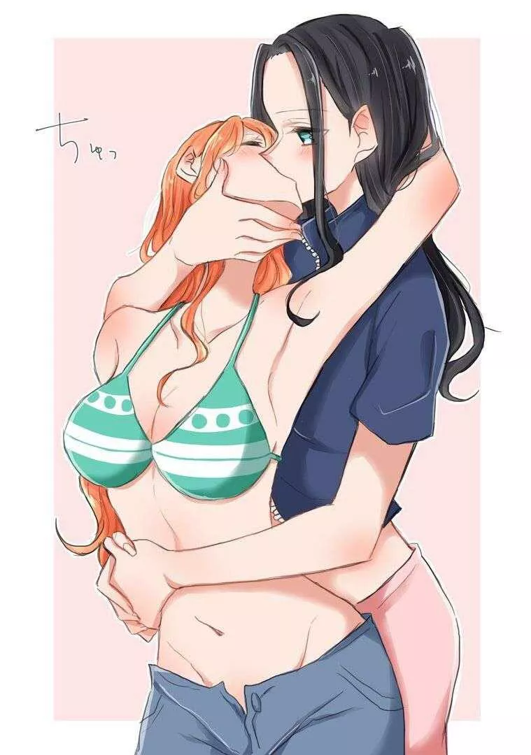 Nami and robin kissing