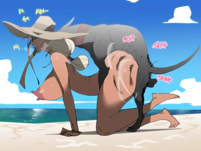 Nothing like being at the beach with your goodest boy (jijis-waifus)