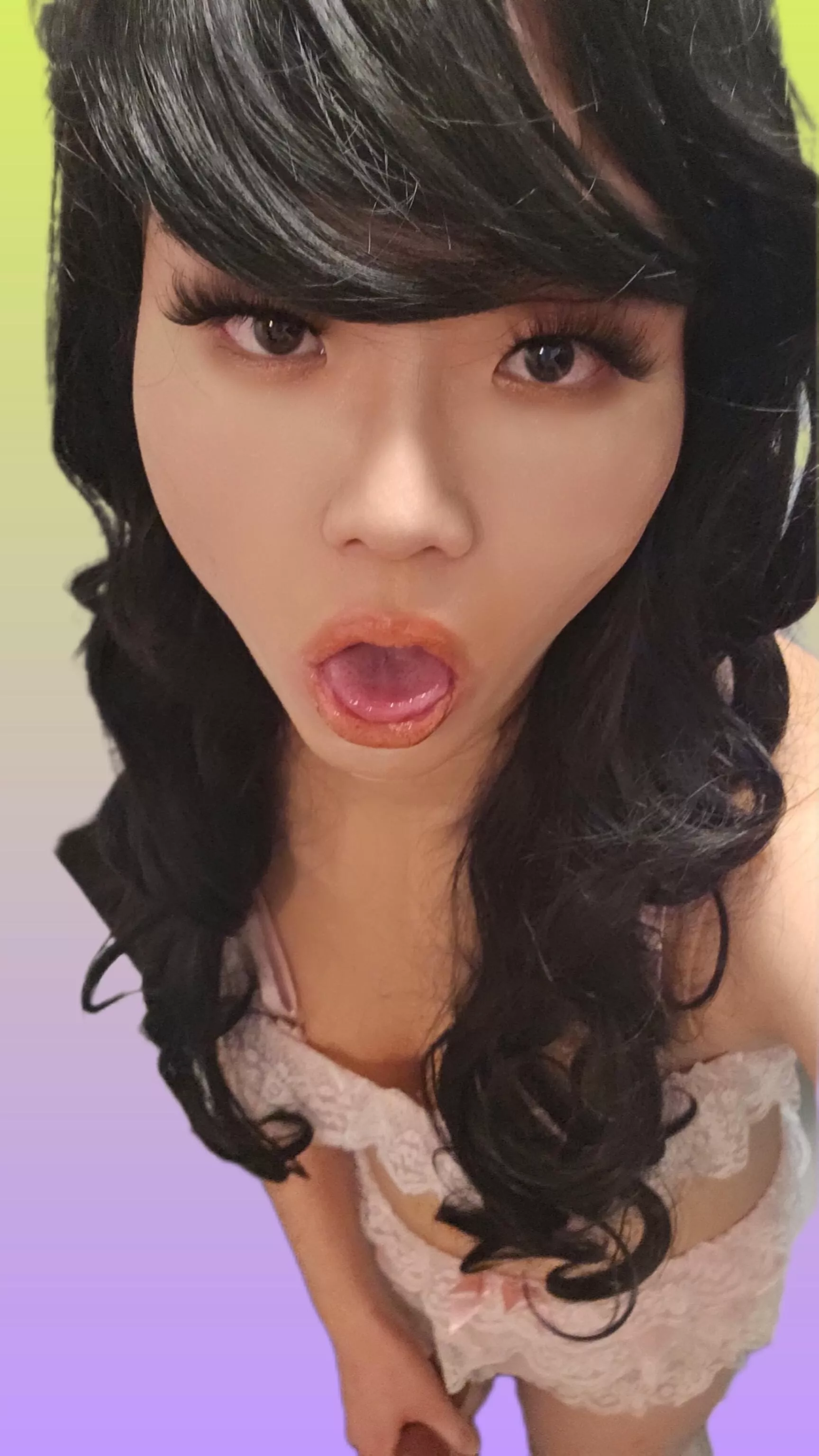 Please cum in my sissy mouth while I stroke my clit