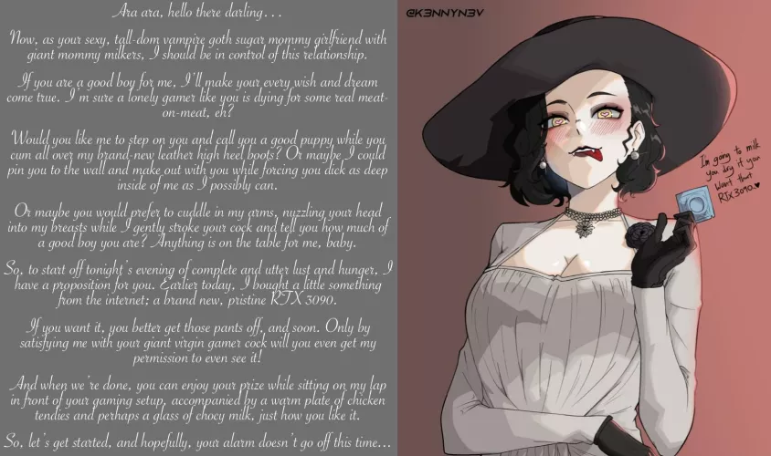 The gamer’s dream [Lady D] [sugar mommy goth dom GF supreme] [imminent sex] [don’t wake up yet, you haven’t seen the best part!]